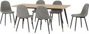 Hamilton Large Dining Set with Athens Chairs - Medium Oak Effect/Black/Grey Faux Leather image