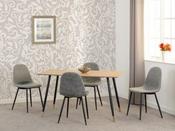 Hamilton Medium Dining Set with Athens Chairs - Medium Oak Effect/Black/Grey Faux Leather image