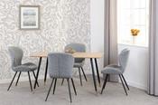 Hamilton Medium Dining Set with Quebec Chairs - Medium Oak Effect/Black/Grey Faux Leather