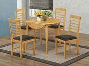Hanover Round Drop Leaf Dining Set with 2 Chairs - Light Oak
