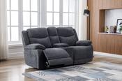 Herbert Fabric Electric 2 Seater with Console &amp; Wireless Charger - Dark Grey