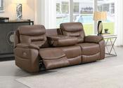 Leroy 3 Seater Recliner w/ Table &amp; Wireless Charger CHESTNUT image