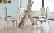 Madagascar PU Dining Chair Stainless Steel - White (Sold in 2s) DC