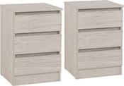 Malvern 3 Drawer Bedside X2 0.4m - Urban Snow 