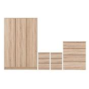 Malvern 3 Door Wardrobe Bedroom Set 1.15M - Sonoma Oak Effect image