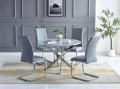 Marissa 42" Glass-Top Dining Table with 4 Modern Gloss Chairs image