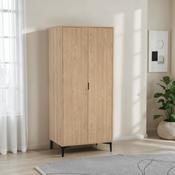 Miami 2 Door Wardrobe 0.8M - Oak Effect/Black image