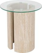 Modena Side Table - Clear Glass/Cream Marble Effect