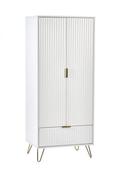 Murano 2 Door 1 Drawer Wardrobe 0.8m - Matte White image