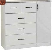 Nevada 5 Drawer Low Wardrobe 1.2m - White Gloss image