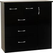 Nevada 5 Drawer Low Wardrobe 1.2m - Black Gloss image
