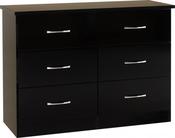 Nevada 6 Drawer Chest - Black Gloss image