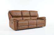 Edwardo Leather 3 Seater Recliner Sofa - Tan image