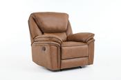 Edwardo Leather 1 Seater Recliner Sofa - Tan