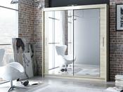 Paris 2.03m Slide Robe Oak Wardrobe with Led image
