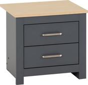 Portland 2 Drawer Bedside - Grey/Oak Effect image