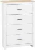 Portland 4 Drawer Chest - White/Oak Effect