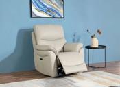Ricardo Leather 1 Seater Recliner - Light Grey image