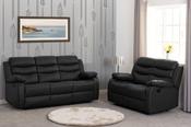 ROMA 3+2 RECLINER SUITE - BLACK FAUX LEATHER