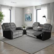 Roma Fabric Recliner Suite 3+2 - Grey Cord/Black Faux Leather image