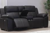 Griffin Leather Electric 3 Seater Recliner with Console  - Black  image