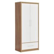 Seville 2 Door 1 Drawer Wardrobe 1.1m - White High Gloss image