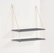 Thames Double Narrow Rope Shelf - Grey Effect
