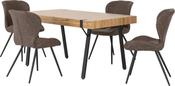 Treviso Dining Set with Quebec Chairs - Light Oak Effect/Black/Brown Faux Leather image