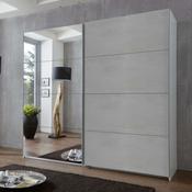 Ernie Mirrored Sliding Wardrobe 2.25m - White/Concrete Sliderobes image