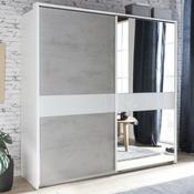 Weimar X51 High Gloss Sliding Wardrobe 1.35m - Concrete / White Sliderobes image