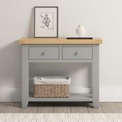 Windsor 2 Drawer Console Table - Pebble Grey/Oak