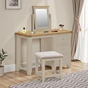 Windsor 3 Drawer Dressing Table Set - Putty/Oak/Oat Fabric image