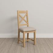 Windsor Cross Back Chair (Box of 2) – Natural Oak/Oat Fabric image