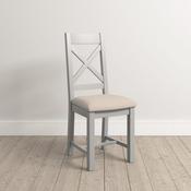 Windsor Cross Back Chair (Box of 2) – Pebble Grey/Oat Fabric image