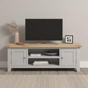 Windsor Straight TV Unit – Pebble Grey/Oak image