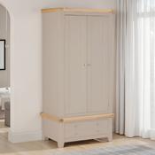 Windsor 2 Door 1 Drawer Wardrobe 0.9M - Putty/Oak