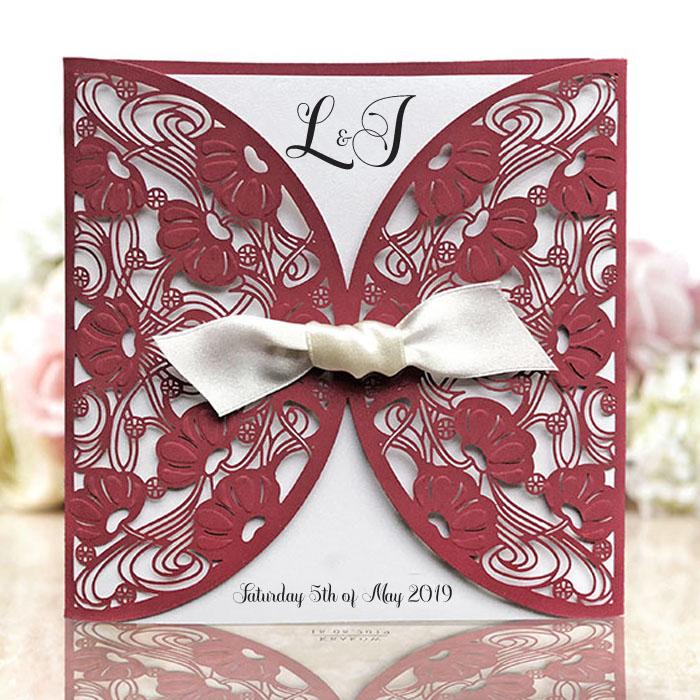 Burgundy Laser Cut Wedding Invitation sample in Kilkenny GetLocal Ireland