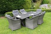 6 Seater Rattan Aluminium Table Dining Set image