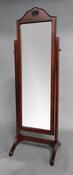 Solid Mahogany Straight Cheval Mirror image