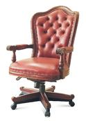 Solid Mahogany Leather office chair with swivel 2 image