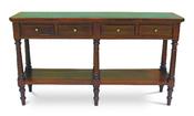Solid Mahogany Console Table 4 Drawers w/ Leather image