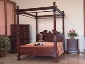 Solid Mahogany Chipendale Four Posters Bed 5 ft image