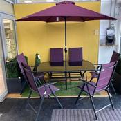Avalon 6 Seater Steel Text Set (Incl. Parasol) image