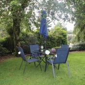 Naples 4 Seater Steel Text Set (Incl. Parasol) image