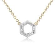 Hexagon Diamond Pendant Necklace in 9ct Yellow Gold image