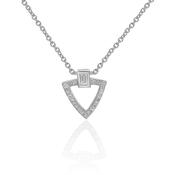 Geometric Baguette and Round Diamond Pendant in 9ct White Gold image