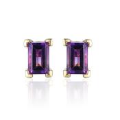 Emerald Cut Amethyst Stud Earrings in 9ct Yellow Gold image