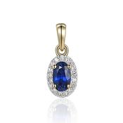 Oval Sapphire and Diamond Halo Pendant in 9ct Yellow Gold image
