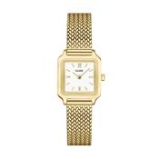 Gracieuse Mini Watch Mesh, White, Gold Colour