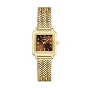 Gracieuse Mini Watch Mesh, Brown, Gold Colour